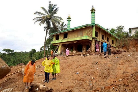 People during a search and rescue operation in Wayanad